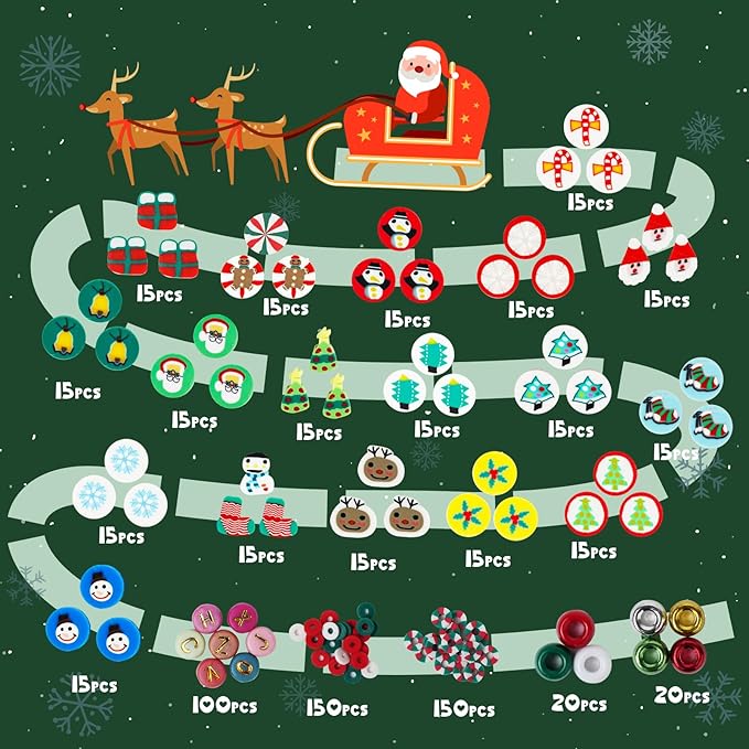 Gionlion Christmas Beads Bracelet Making Kit, 800 Pcs Polymer Clay Beads Jewelry Kit for Girls, Holiday DIY Craft with Christmas Charms, Perfect Stocking Stuffer for Kids