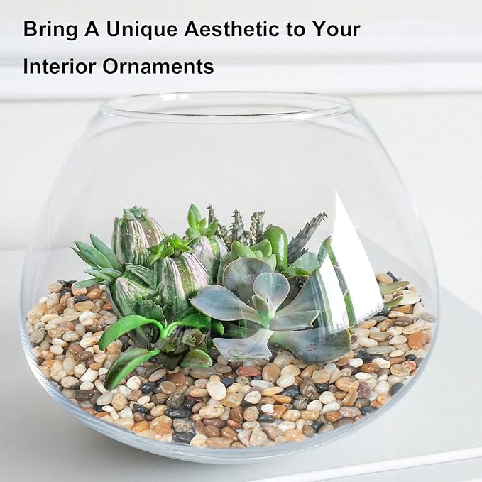 GASPRO 2.5 Pound Pebbles for Indoor Plants, 3/8 Inch Decorative Rocks for Vase, Succulents, Highly Polished, Mixed Color