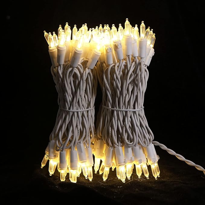 MULTI-SPARKING White LED Christmas Lights - 100 Count Warm White Christmas String Lights for Tree, Party, Wedding, Holiday, Indoor and Outdoor Decor, 33 Feet White Wire, UL Certified, Connectable