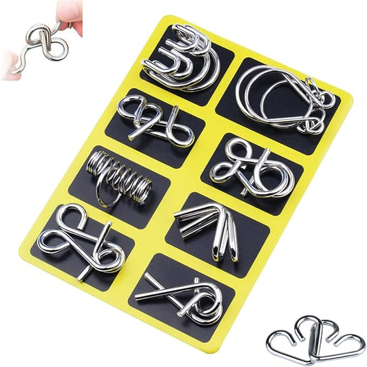 Reverse Thinking Puzzles, Metal Puzzle Ring, Educational Intellectual Toys IQ Toys, Metal Brain Teaser Puzzles, 2025 New IQ Test Brain Teaser Disentanglement Set (Yellow)