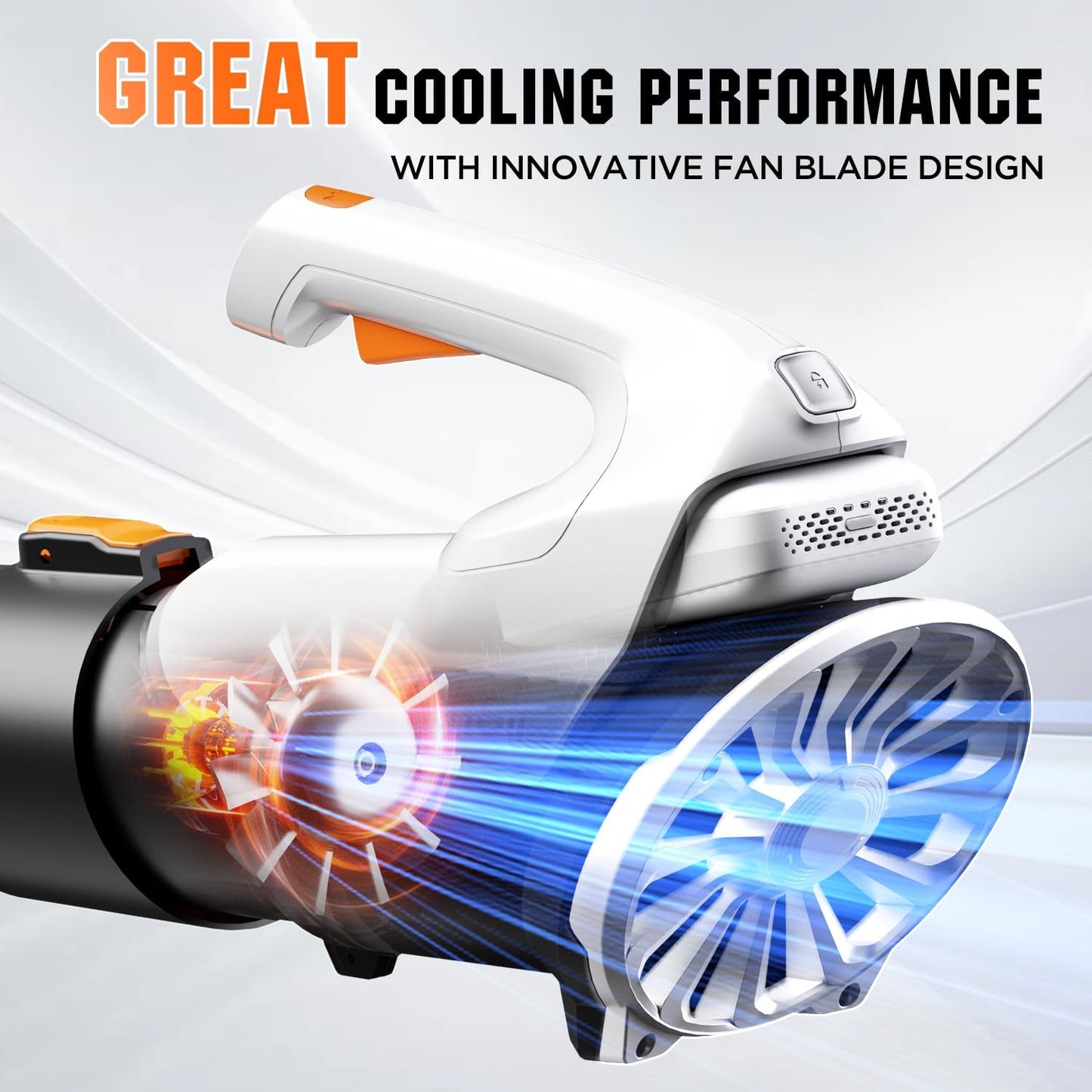 Litheli 20V Cordless Leaf Blower Battery Powered Leaf Blower, 2.0 Ah Battery Lightweight 2 Speed Mode Electric Blowers for Lawn Care, Patio, Snow, Dust, Blowing Leaves