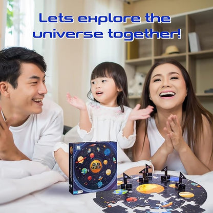TAOZI&LIZHI Solar System Puzzles for Kids Ages 4-6, 6-8, Large 48 Pieces Round Space Planets Toddler Puzzle Age 2-4, Jigsaw Floor Puzzles for Kids Ages 3-5, Puzzles Gifts for Boys Girls Children