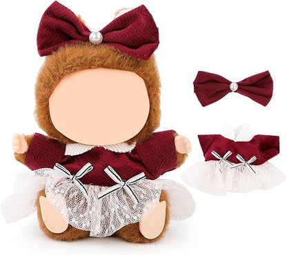 (2 Set) XMBYGY Doll Clothes for Labubu(for 17/15cm Standing/Sitting Doll)(NO Doll) - Accessories Clothes Dress up for Dolls Outfit Included Figures Clothing and Hat for Girl Woman (LB30+LB31)