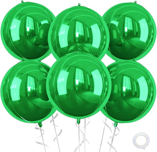 Green Foil Balloons, 6 Pcs Large Green Metallic Round Balloons, 22 Inch Big Round Foil Balloon for Graduation Birthday Party Baby Shower Wedding Decorations