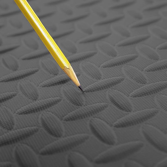 IncStores 1/2 Inch Thick Diamond Soft Foam Flooring Tiles | High-Density Interlocking Foam Tiles for Rugged Style in Your Home Gym, Playroom, and More | Black, 12 Tiles