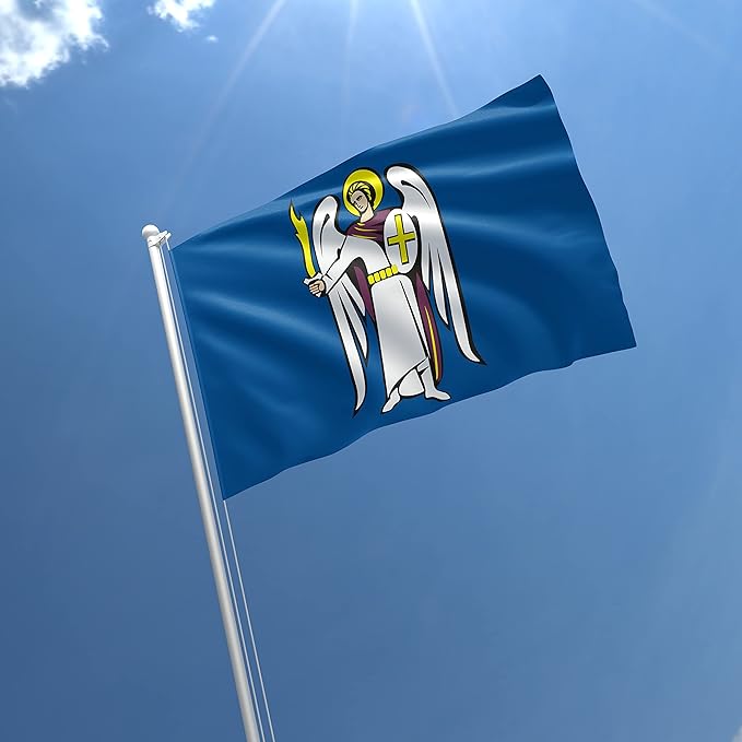 Kyiv City Ukraine Flag 3x5 ft – Vibrant Heritage Banner for Garden or Home, Display Rich History & Pride, Powerful Reminder of Ukrainian Spirit – Vivid Color, Double Stitched, Brass Grommets