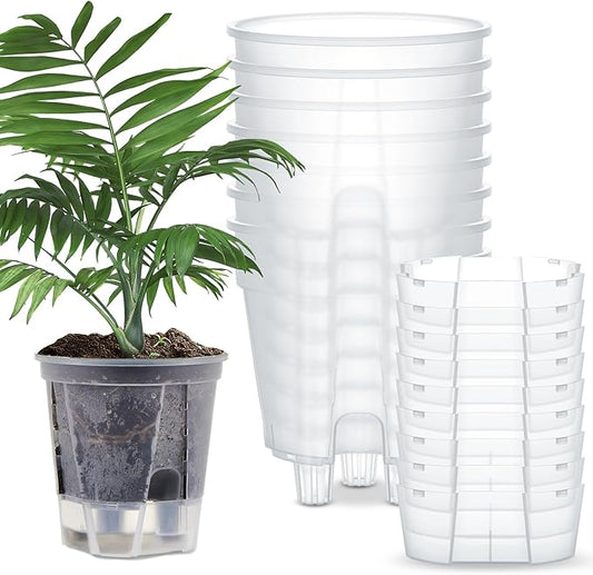 9 Pcs Clear Self Watering Pots 6 Inch Self Watering Planters with Deep Reservoir and High Drainage Holes for Indoor Outdoor Plants and Flowers