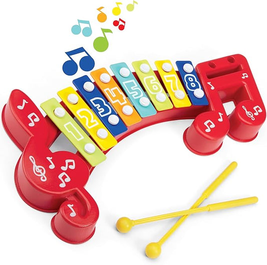 Small World Toys Xylophone for Kids: 8 Key Colorful Xylophones for Toddlers Age 2+, Kids Musical Instrument Montessori Toys, Xylophone Toy 8 Notes with 2 Sticks, Great Gift for Boys Girls