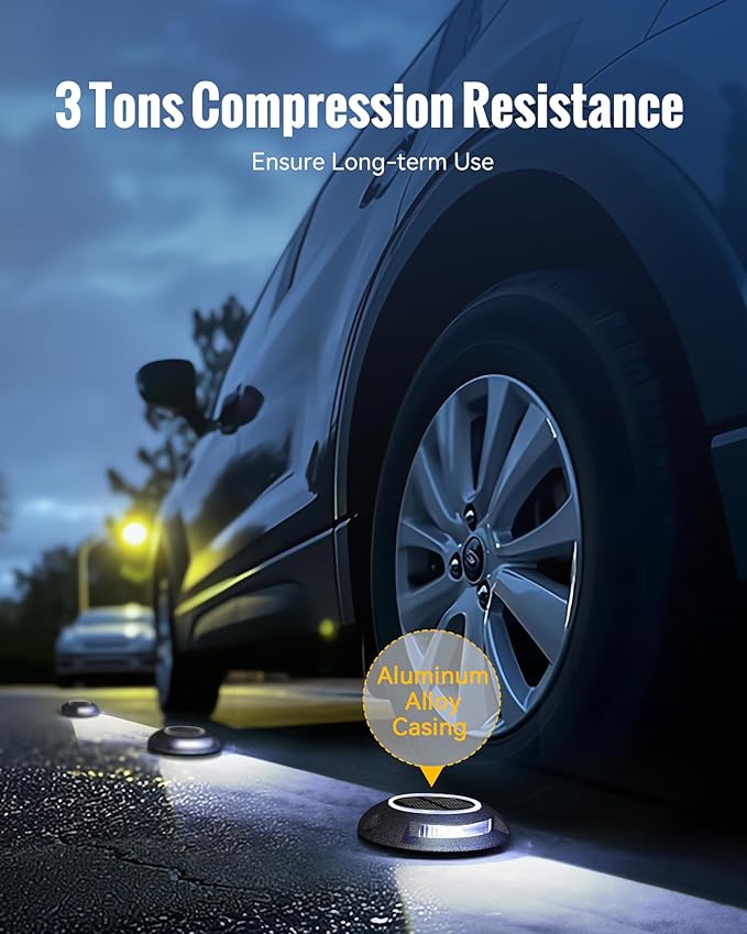 Solar Deck Driveway Lights, 12 Pack Solar Marina Dock Lights Outdoor Waterproof IP68, 2 Colors in 1 Outdoor Driveway Marker for Warning Stair, Sidewalk, Pathway, Patio, Garden Decor