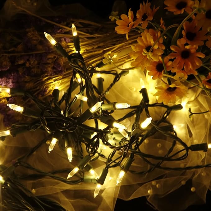 MULTI-SPARKING White Christmas LED Lights - 2 Pack 100 Count Warm White Holiday String Lights for Tree, Party, Wedding, Indoor and Outdoor Use, 2 Sets 33 Feet Green Wire, UL Certified, Connectable