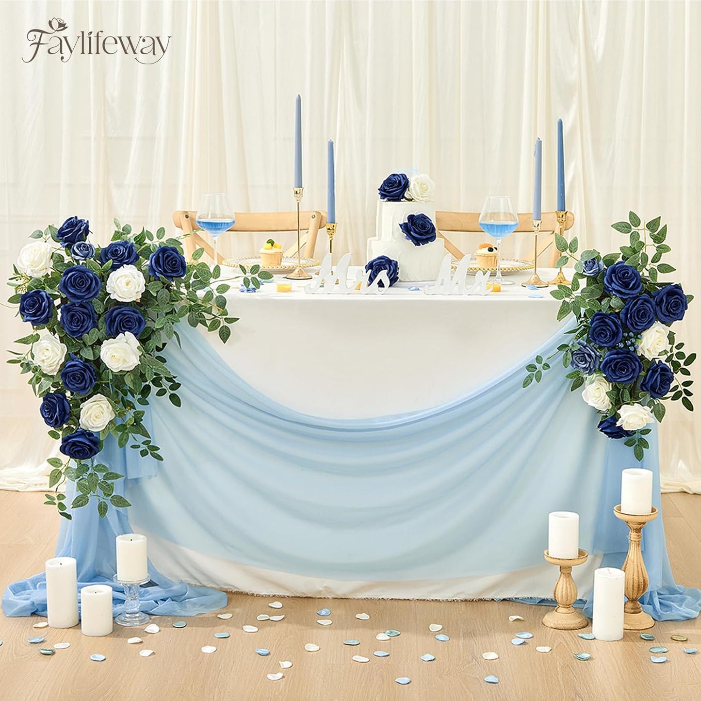 20PCS Artificial Dusty Blue Roses, 3.9'' Silk Flower Head Fake Blue Rose with Long Stems, Realistic Faux Roses Bouquet for Mother's Day DIY Wedding Home Party Office Decoration