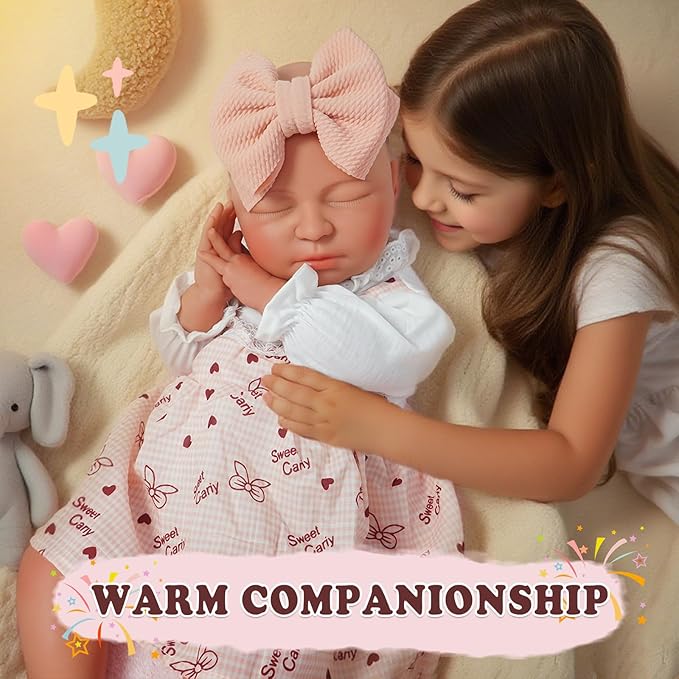 Girl 20 in, Full Silicone Baby Doll, Realistic Baby Dolls, Realistic Veins & Sleeping Pose, Not Vinyl, Reborn Baby Dolls Silicone Full Body, Gift Set