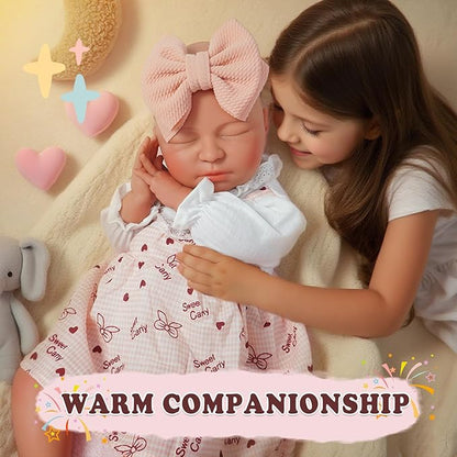 Girl 20 in, Full Silicone Baby Doll, Realistic Baby Dolls, Realistic Veins & Sleeping Pose, Not Vinyl, Reborn Baby Dolls Silicone Full Body, Gift Set
