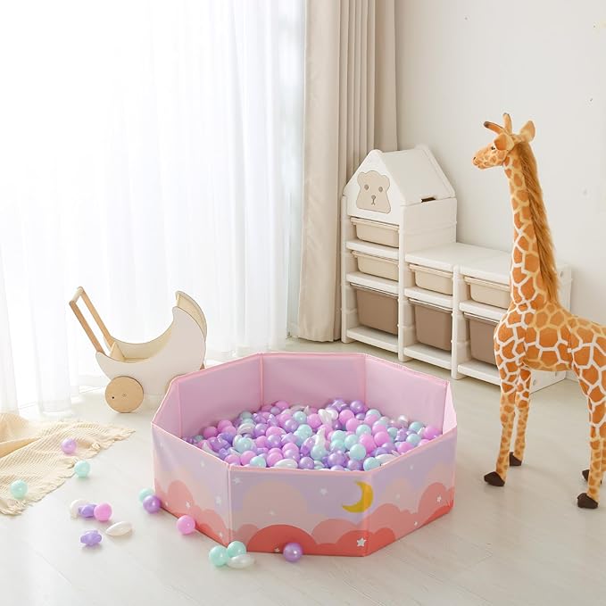 GOGOSO Ball Pit Balls Stars Moon Shapes Plastic Pitballs for Toddler Play Tent Baby Photo Props Kids Pool Water Toys Kiddie Pool Party Decor, Pearl Pink+Pearl Purple+Pearl Light Blue,100PCS