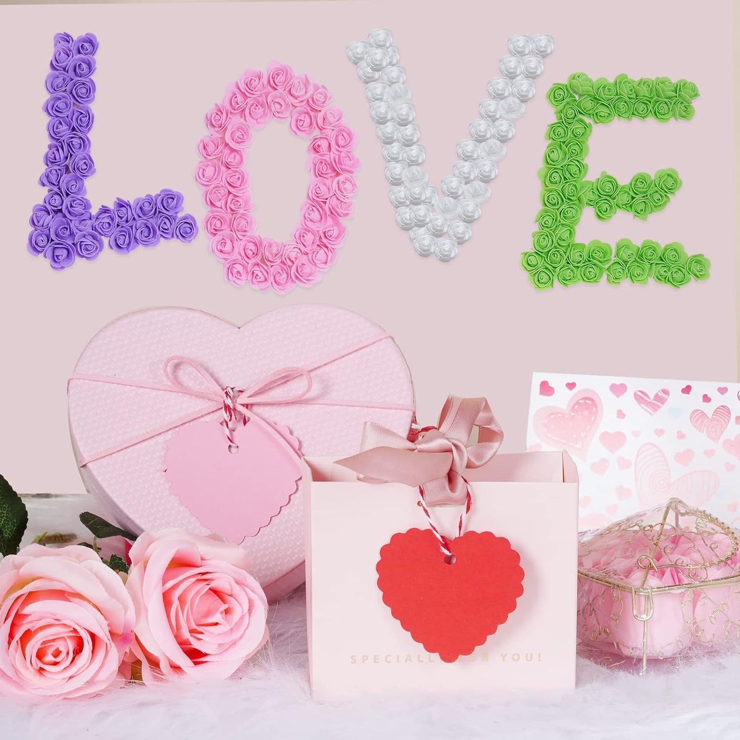 Mini Fake Rose Flower Heads 144pcs Mini Artificial Foam Roses DIY Wedding Flowers Accessories Make Bridal Hair Clips Headbands Dress (Bottom add Gauze) for Valentines Day,Wedding,Bridal (Multicolor)