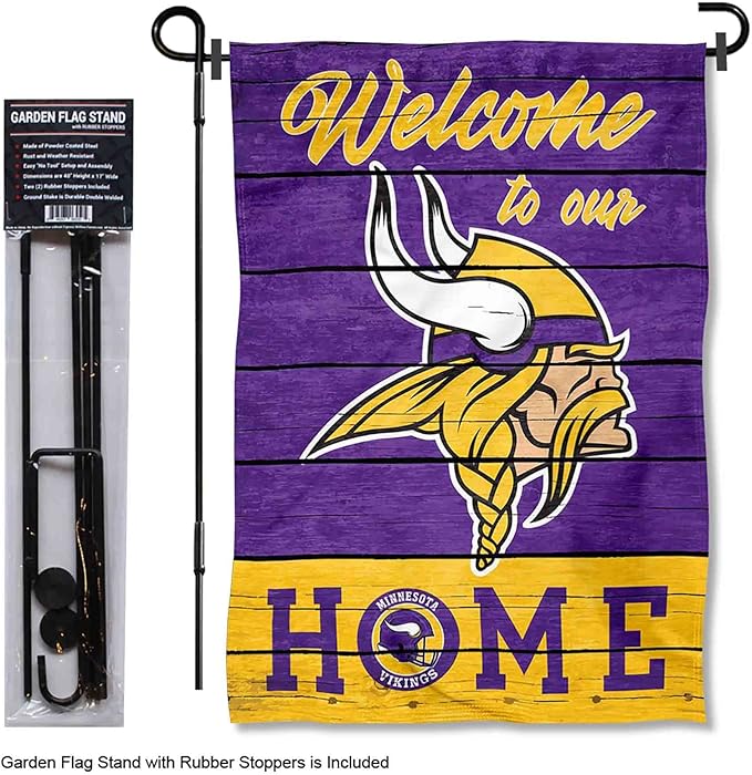 WinCraft Vikings Welcome to Our Home Garden Flag and Flagpole Mount