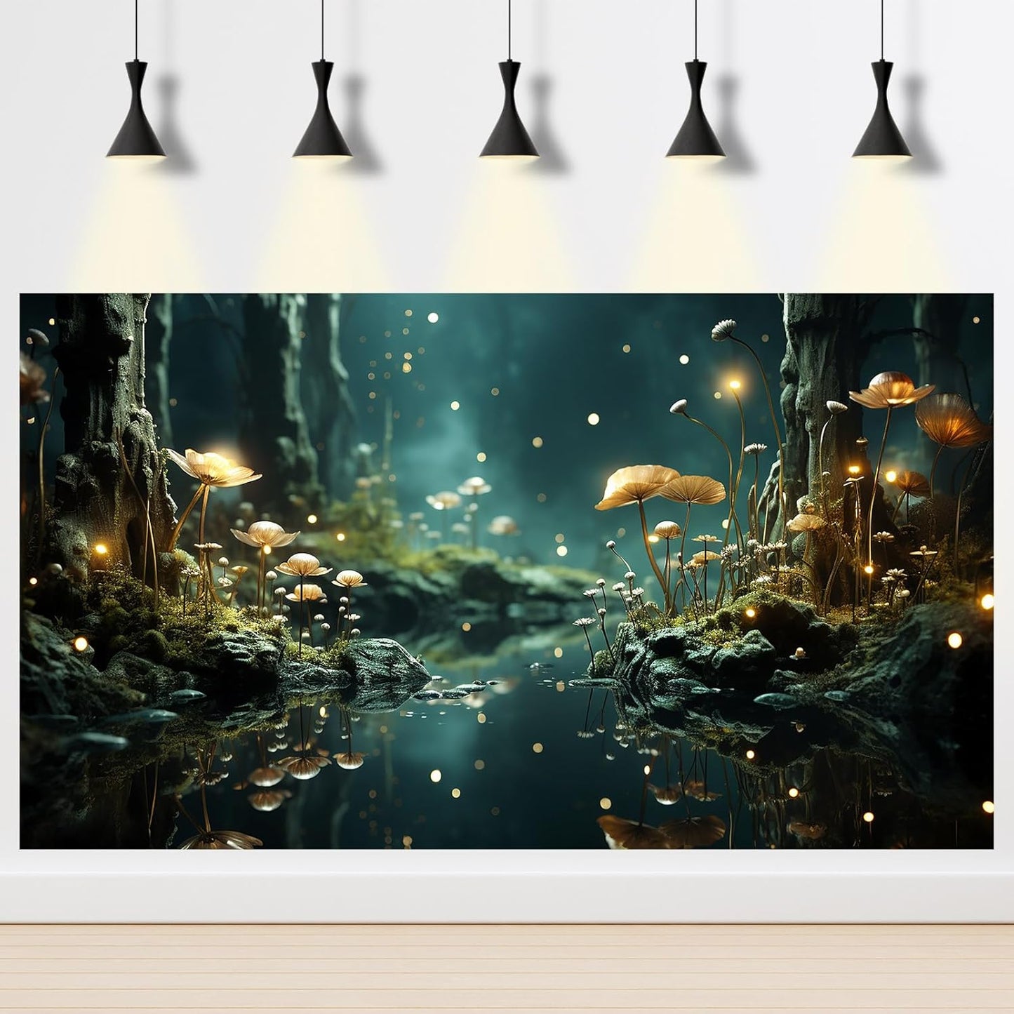 Fantasy Aquarium Background Rock Flowers Tranquil Water Scene Terrarium Backdrop Fantasy Lights Fish Tank Background Reptile Habitat Backdrop Aquarium Poster Wallpaper Decor Vinyl 48x20in