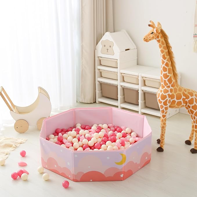 GOGOSO Ball Pit Balls Stars Moon Shapes Plastic Pitballs for Toddler Play Tent Baby Photo Props Kids Pool Water Toys Kiddie Pool Party Decor, Stars+Moons Balls,100PCS