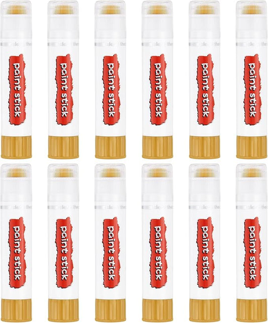 PATIKIL Tempera Paint Sticks, 12 Pcs Solid Tempera Paints Sticks Washable Bulk Markers Pen Quick Drying for Artists Beginners Art Supplies, Yellow Ochre