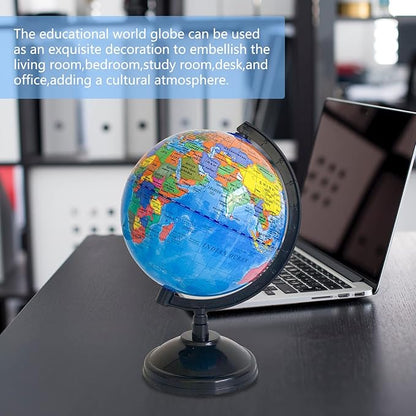 6'' Geographic World Globe for Kids,Educational World Globe with Stand,Decorative Rotating World Map Globes Decor,Political Globe for Classroom Geography Teaching,Kids Room