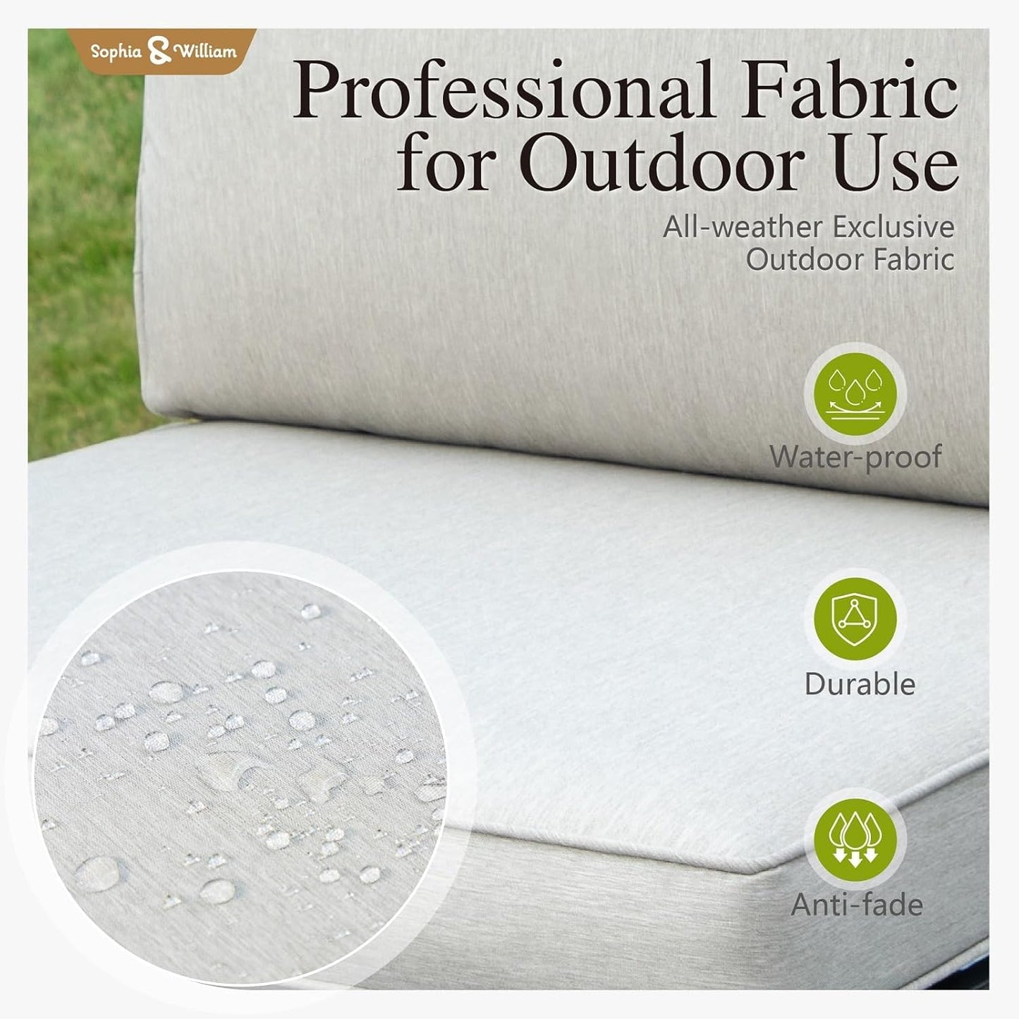 Sophia & William Outdoor Sectional Sofa 7 Piece Metal Outdoor Sectional Furniture Couch Patio Conversation Set with Cushions-4 x Single Sofa with Side Table, 1 x Loveseat, 2 x Tea Table