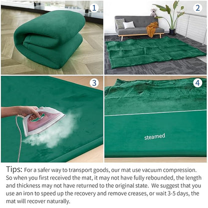 Baby Play Mat for Floor,1.3" Thick Memory foam Tummy Time Mat for Toddlers,Infants,kids,Water-Repellent Soft Nursery Rug ,79"×118" Extra Large Non Slip for Crawling&Yoga,Tatami Style for Living Room(Dark Green)