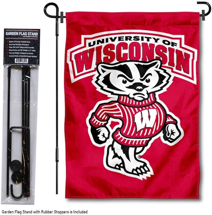 College Flags & Banners Co. Wisconsin Badgers Bucky Garden Flag with Stand Holder