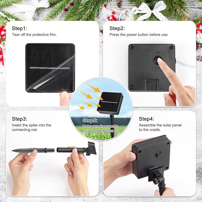 Solar Meteor Shower Lights - 16 Inch 8 Tube 288 LED, Waterproof, Cascading Falling Rain Lights for Tree, Bush, Holiday Parties, Christmas, Patio Decor - Warm White