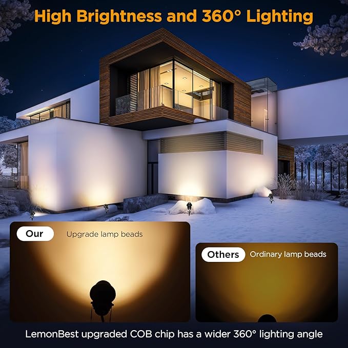 Landscape Lighting - 10W Dusk to Dawn Outdoor LED Spotlight with Photocell Sensor 120V Landscape Lights Waterproof Spot Lights Outdoor for Yard Garden Patio Driveway House (Warm White) (2 Pack)