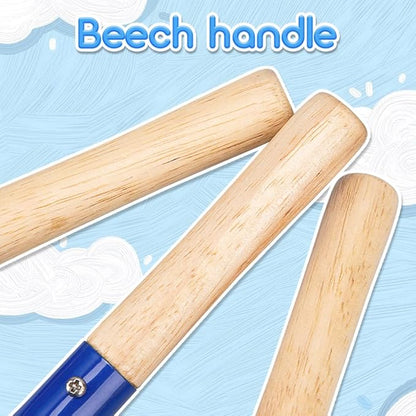 Children Beach Sand Toys, 6 PCS 8'' Wooden Handle Gardening Tools, Kids Gardening Set, Cylinder, Spoon, Fork, Rake, Flat Shovel & Pointed Shovel