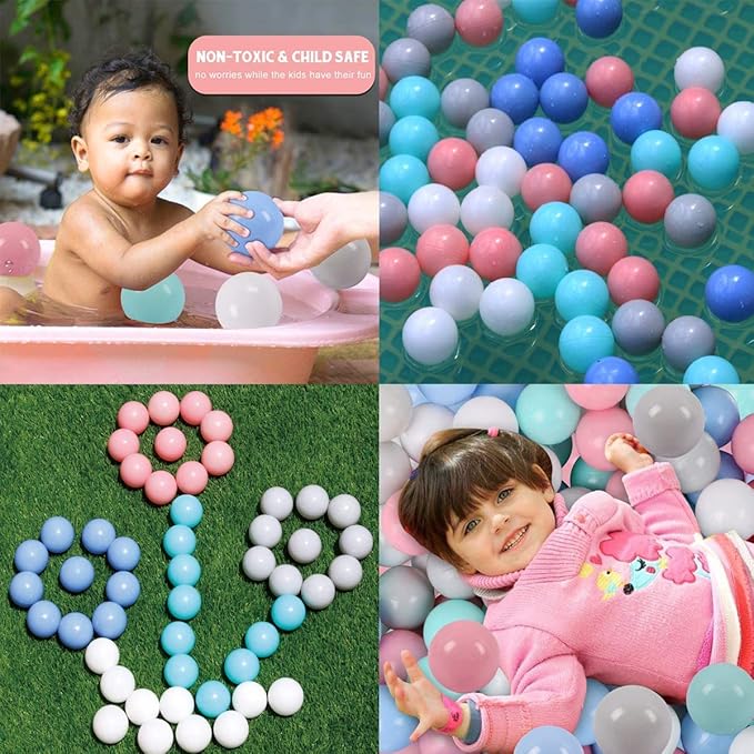 LANGXUN 50 100 200 Soft Plastic Ball Pit Balls for Kids, Gift for Baby Toddler Birthday Christmas, Ball Pit Play Tent, Baby Kiddie Pool Water Toys, Party Decoration