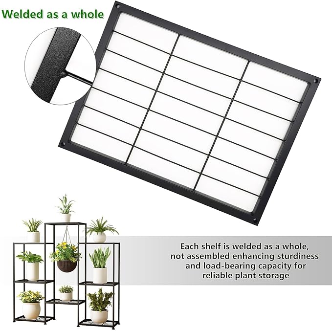 Metal Plant Stand Indoor Metal Plant Stands Outdoor Tiered Plant Shelf for Multiple Plants, 4 Tiers 8 Potted Plant Rack Holder Garden Shelves Flower Stand for Living Room Patio Corner (8 Tiers-B)