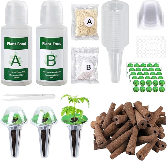 212pcs Hydroponic Pods for Aerogarden - Seed Starter Grow Sponges Sprout kit for Grow Anything with Plant Food, Growing Sponge, Plant Basket, Compatible with Most Indoor System