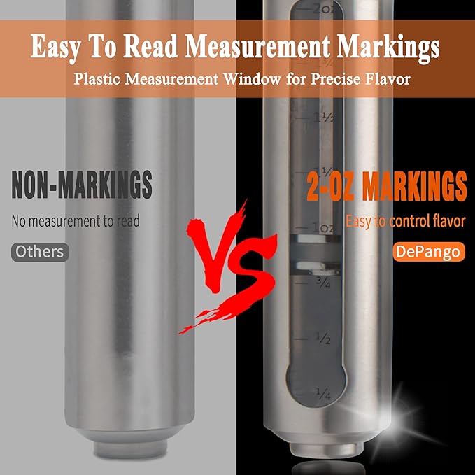 Meat Injector, Stainless Steel Marinade Injector Flavor Syringe Kit with 2-oz Measurement Window for Smoker Food BBQ Grill, Cooking Turkey Chicken Steak Beef Brisket Pork-Chops, 3 Meat Needles