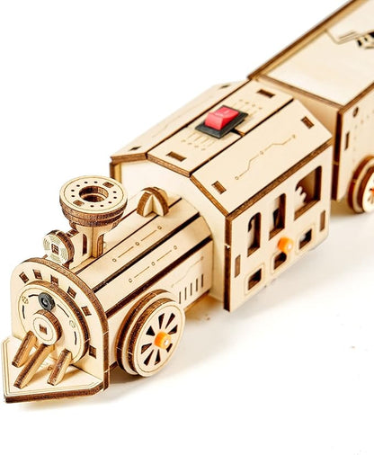 3D Wooden Puzzles Little Truck Train Model Kits Includes Engine & Track, Brainteaser and Puzzle for Christmas/Birthday,Gifts for Adults and Teens to Build Combination