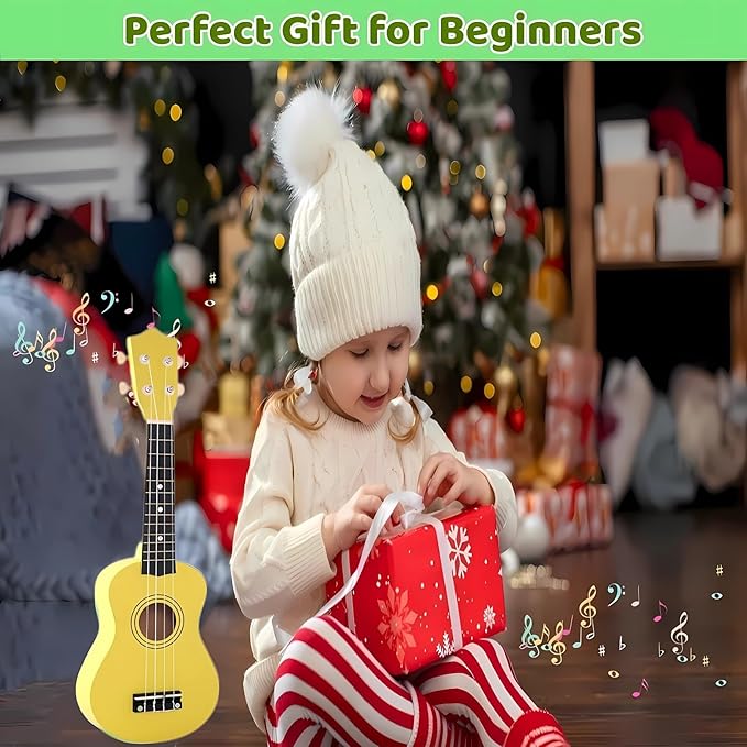 21 Inch Wooden Kids Toddler Child Children Acoustic Guitar Musical Instruments Ideal for 3-9 Year Old Boys Girls Gifts (Yellow)
