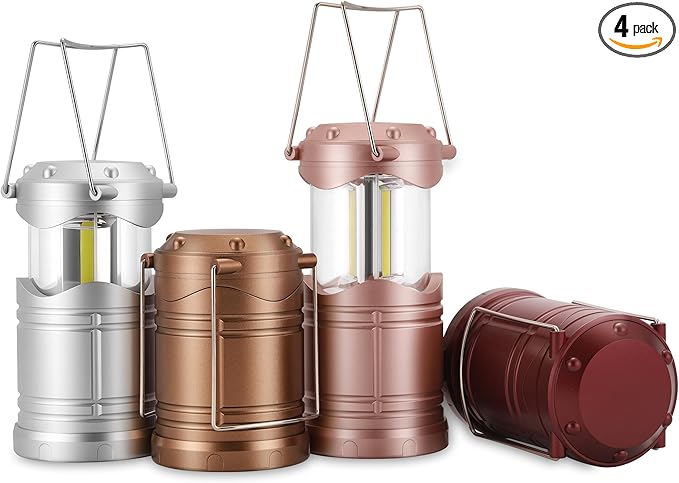 Lichamp LED Camping Lantern, 4 Pack Battery Powered Flashlight for Power Outages, Portable Collapsible Hanging Light Essential for Home, Outdoor, Emergency Lamp Survival Kit Gear for Hurricane, C3