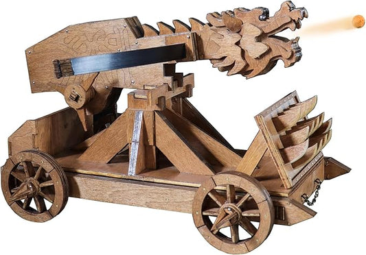 MINI Dragon Ballista Ancient Missile Launcher China Three Kingdoms Chariot Wooden Catapult DIY 3D Puzzles Model Kits STEM Projects Tabletop Toys
