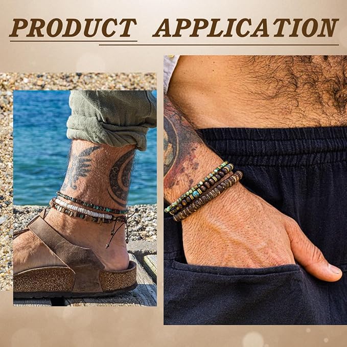 630Pcs Natural Coconut Shell Beading for Jewelry Making Kit -Handmade Coconut Shell Beach Theme Charms Beading for Making Bracelet Necklace Kit DIY Crafts, Boho Style Jewelry Gifts for Woman/Man