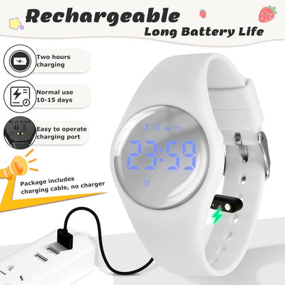 Kids Watches for Girls Boys Digital Sport Watch with Step Counter Pedometer Vibration Alarm Clock, No App Waterproof Fitness Tracker Kids Watch Boys Girls Teens Students Ages 5-16