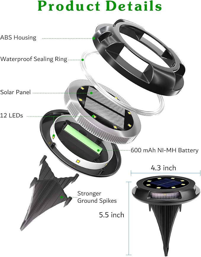 Biling Solar Pathway Lights Outdoor Uplight Sidelight, 8 Packs Multi Color Solar Ground Lights Walkway Lights Waterproof Solar Deck Lights for Yard Walkway Garden Halloween Decorations