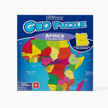 Geotoys GeoPuzzle, Africa and Middle East Shaped Jigsaw Puzzle, 65 Pc Geography Puzzle, Map Puzzle - Jigsaw Puzzles for Kids Ages 6-9 Years Old
