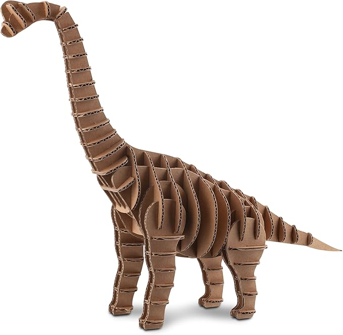 Cottify Dinosaur 3D Cardboard Puzzle - Fun 3D Puzzles for Adults & Kids, Easy to Assemble 3D Puzzle, Eco-Friendly, No Scissors or Glue Needed, Perfect Sustainable Gift (Brachiosaurus)