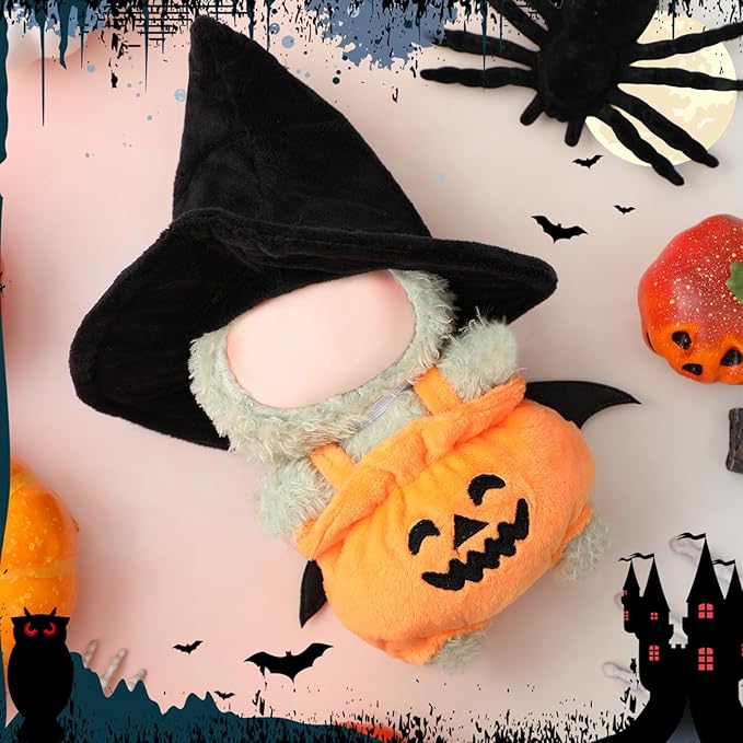 1 Sets 17cm Doll Clothes Outfits Dolls Costume Accessories Cute Pumpkin Outfit and Witch Hat for Spooky Halloween Dressed up Party Favors Decoration Gifts