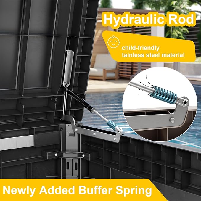 Deck Box - 230 Gallon Large Outdoor Storage box,Waterproof Patio Furniture and Storage Deck - Lockable and UV Resistant, Perfect for Pool and Outdoor Use, Weatherproof Resin, Lockable (Black) -