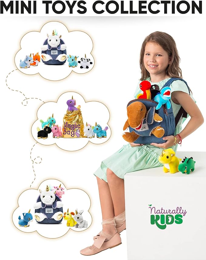 Toddler Dinosaur Backpack w Plush Dinosaur Toys for Kids 2-5, Gifts for 2-5 Year Old Boys, Girls