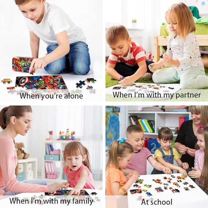 60 Piece Educational Puzzles for Kids Ages 4-8 Jigsaw Puzzle Games in Reusable Metal Box, Learning Toys with Extra Thick Safe Pieces for Boys & Girls