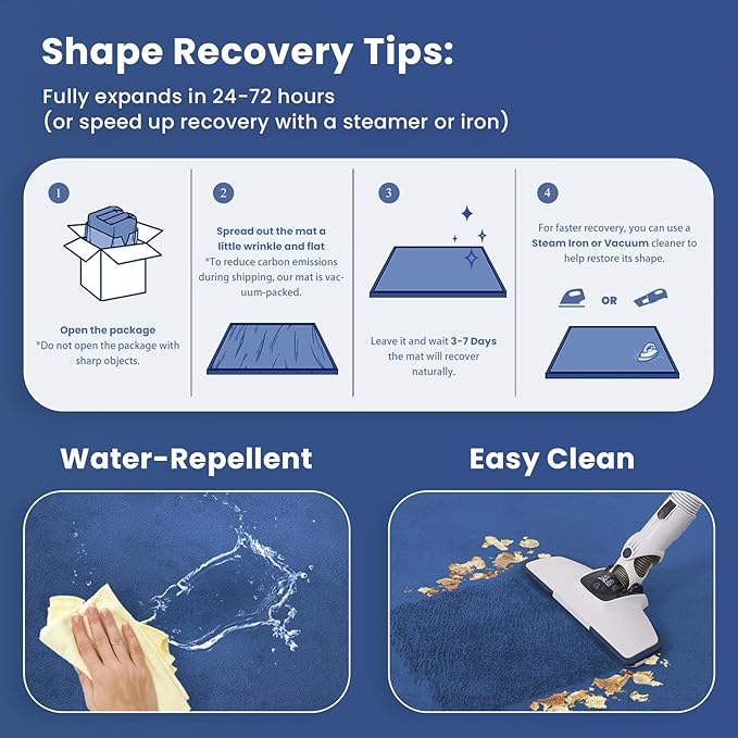 Baby Play Mat for Floor,1.3" Thick Memory foam Tummy Time Mat,Soft Coral Velvet Nursery Rug,Extra Large Non Slip Crawling Mat for Toddlers,Infants,kids,Yoga Mat,Tatami Mat for Living Room(Royal Blue)