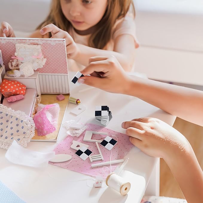 DOITOOL Miniature Dollhouse Flooring Mini Dollhouse Accessories, 27PCS Floor Sheet Wood Flooring Decorations, Doll House Furniture Accessories (s