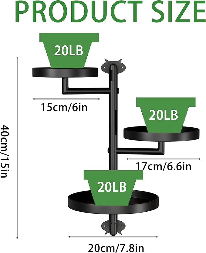 Rotating Window Plant Stand Indoor,3-tier Metal Plant Stand,Wall Plant holder,Window Plant Shelf for Multiple Plants indoors,Window Sill Gifts for Plant Lovers to Enhance Home Decor